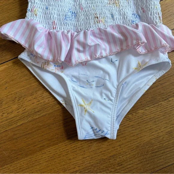 Dondolo Kids One Piece Swimsuit with Pink and White Ruffle - Picture 3 of 6